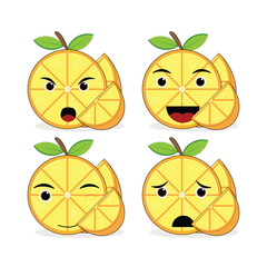 orange emoticon and illustration on white background