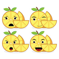 orange emoticon and illustration on white background