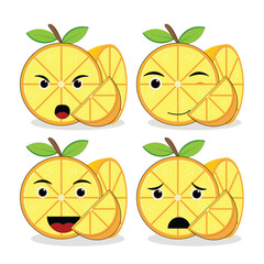 orange emoticon and illustration on white background