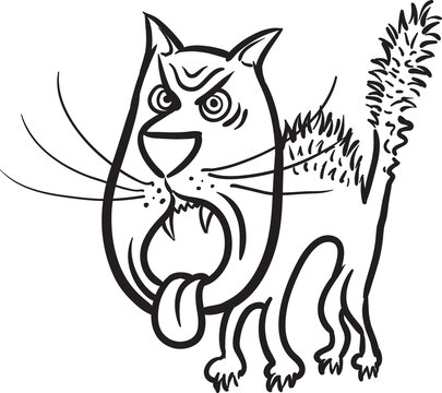 whiteboard drawing mad cat - PNG image with transparent background