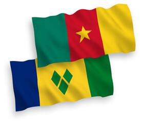 Flags of Saint Vincent and the Grenadines and Cameroon on a white background