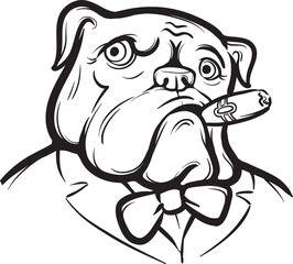 whiteboard drawing Old English Bulldog with Cigar - PNG image with transparent background