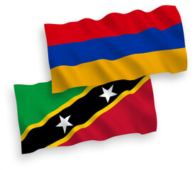 Flags of Federation of Saint Christopher and Nevis and Armenia on a white background