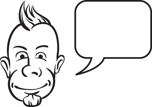 whiteboard drawing punk face with speech bubble - PNG image with transparent background