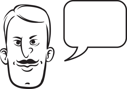 whiteboard drawing retro face with speech bubble - PNG image with transparent background