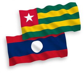 Flags of Togolese Republic and Laos on a white background