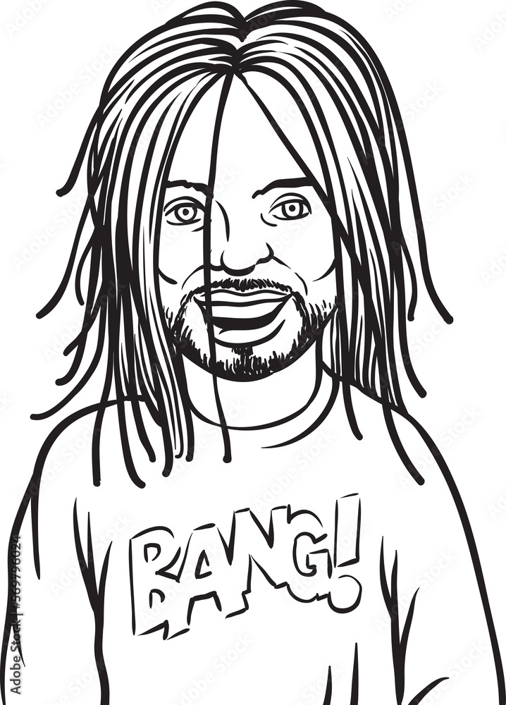Poster whiteboard drawing smiling black man with dreadlocks - png image with transparent background