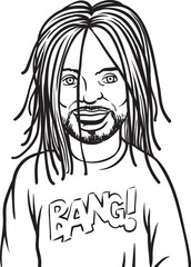 whiteboard drawing smiling black man with dreadlocks - PNG image with transparent background
