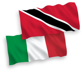 Flags of Italy and Republic of Trinidad and Tobago on a white background