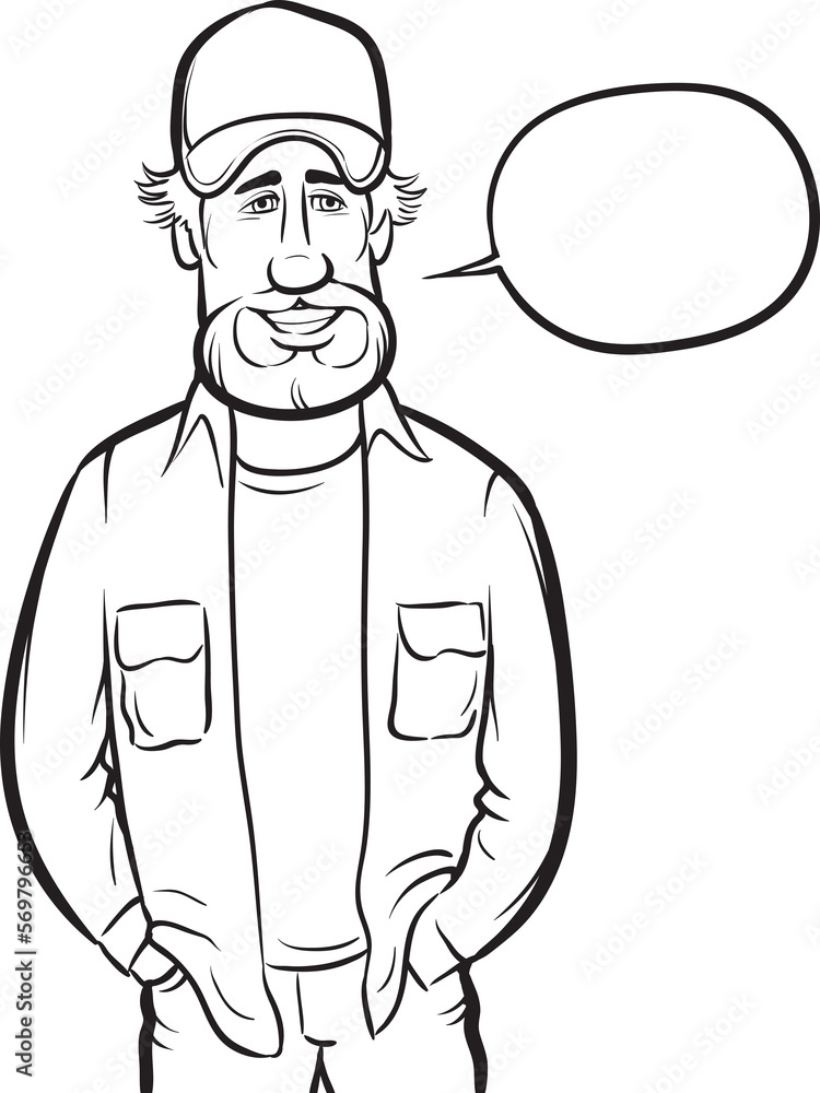 Poster whiteboard drawing standing smiling track driver - png image with transparent background
