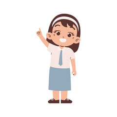 Indonesian high school student with Pointing finger. Education concept illustration