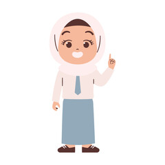 Indonesian high school student with Pointing finger. Education concept illustration