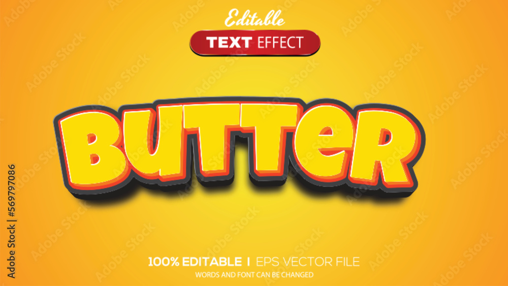 Poster 3d editable text effect butter theme