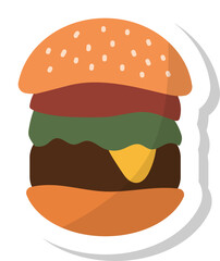 hamburger, burger icon, fast food stickers.