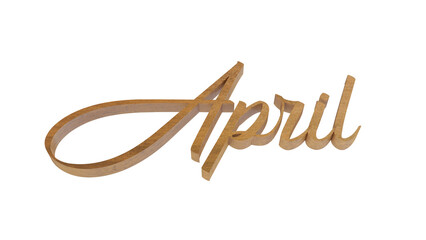 Naklejka premium name of month April with wooden effect 3d rendering