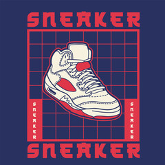 Naklejka premium Sneaker shoes . Concept. Flat design. Vector illustration. Sneakers in flat style. Sneakers side view. Fashion sneakers.