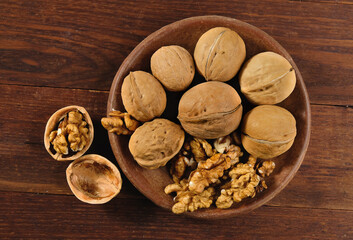 Walnuts on a ceramic plate