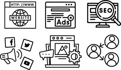 Set of Digital Marketing Line Icon Set