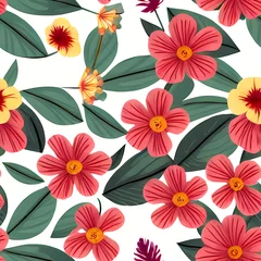 Foto op Aluminium Seamless Floral Pattern Design. Flower Repeat Pattern for textile design, wallpaper, fabric, surface pattern designs © GridsAndTiles