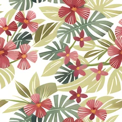 Deurstickers Seamless Floral Pattern Design. Flower Repeat Pattern for textile design, wallpaper, fabric, surface pattern designs © GridsAndTiles