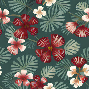 Seamless Floral Pattern Design. Flower Repeat Pattern for textile design, wallpaper, fabric, surface pattern designs © GridsAndTiles