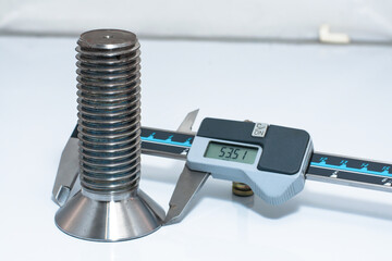 Screw and caliper with white background