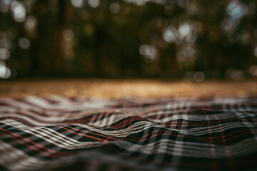 Dark tablecloth in the park	