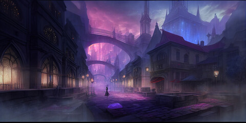 Ominous Magical City, Generative AI, Victorian Inspired, Dark Fantasy
