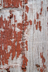Wooden surface with old red paint. Texture of old boards.