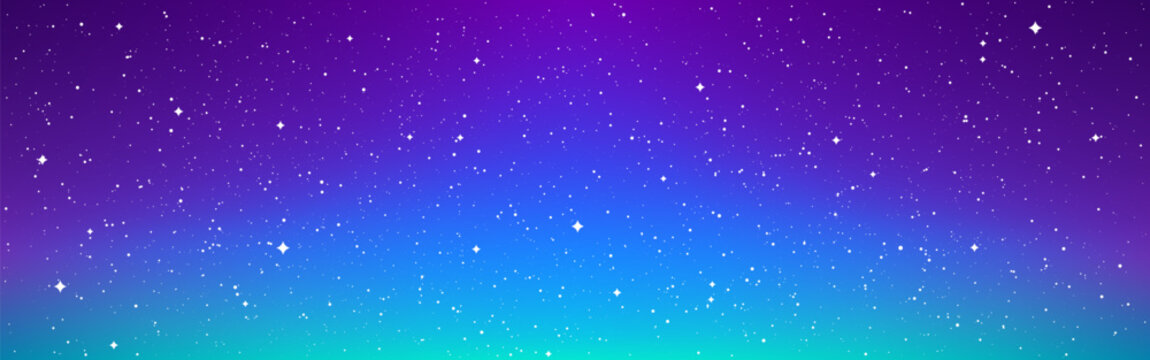 Cosmos texture. Wide beautiful space background. Starry gradient design. Bright magic milky way. Modern cosmos for poster, banner or web. Vector illustration