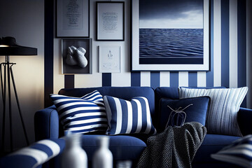 Beautiful contemporary Interior Design in modern colors, inspiration for home decoration, post-processed generative ai