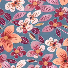 Seamless Floral Pattern Design. Flower Repeat Pattern for textile design, wallpaper, fabric, surface pattern designs