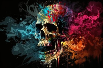 Watercolor skull