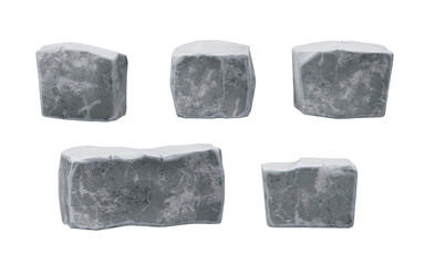 Rough stones isolated on white background, 3d rendering.