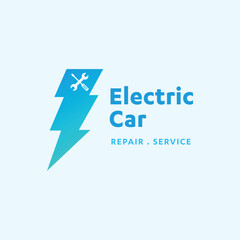 Electric car service and repair logo.EV repair logo. Electric Car Logo. E-car icon. Vector icon for e-vehicle. Ev electric company logo for sales and service. Electric logo and icon for business and o