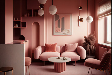 Beautiful contemporary Interior Design in modern colors, inspiration for home decoration, post-processed generative ai
