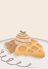 Croissant Waffle Croffle Vector Background. Isolated Printable Poster Image