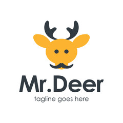 Obraz na płótnie Canvas Mr. Deer Logo Design Template with deer icon. Perfect for business, company, mobile, app, zoo, etc.