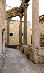ancient Roman pillars, Diocletian palace in Split, Croatia