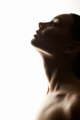 close-up portrait of Beautiful Woman. Face of Girl. silhouette