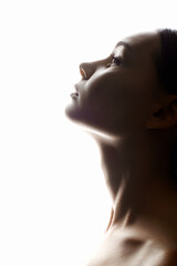 close-up portrait of Beautiful Woman.  Female silhouette