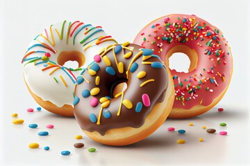 Collection of colorful donut sprinkles on white background. Ai generated