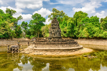 Artificial pond in ancient Preah Khan temple in Angkor, Cambodia