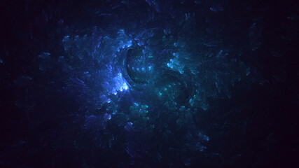 Obraz na płótnie Canvas 3D rendering abstract blue fractal light background