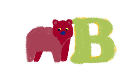 Cute bear and the letter B.
