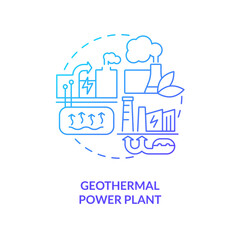 Geothermal power plant blue gradient concept icon. Underground reservoir. Type of geothermal energy abstract idea thin line illustration. Isolated outline drawing. Myriad Pro-Bold font used