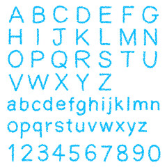 クレヨン素材　手描きのアルファベットと数字のセット