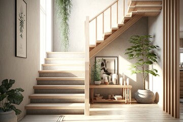 Japandi interior style stairway