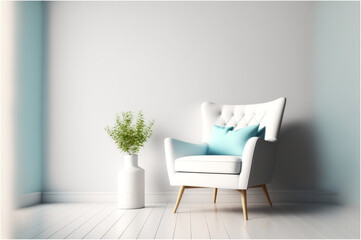 White Living Room with Armchair Scandinavian Interior Design