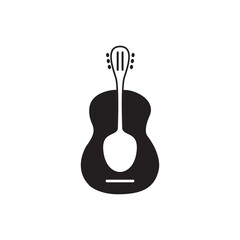Guitar Music Food Logo Icon.